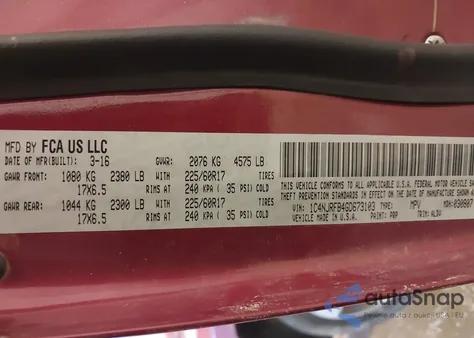 2016 Jeep Patriot High Altitude Edition z USA, uszkodzony, nr VIN 1C4NJRFB4GD673103